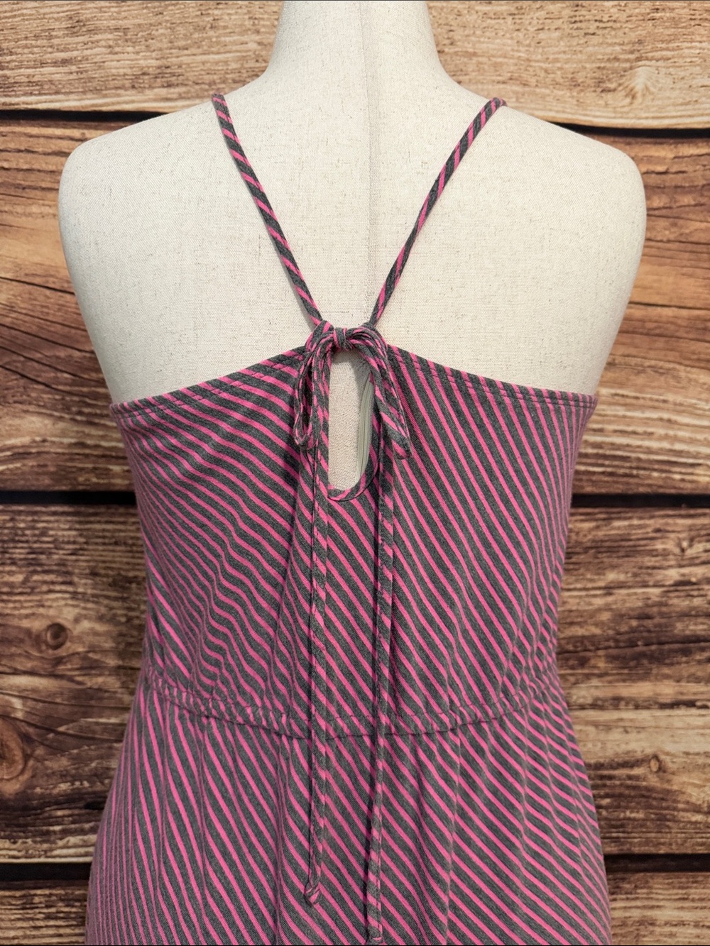 Mossimo Supply Co. Pink and Gray Striped Ruffle Spaghetti Strap Mini Dress - Picture 5 of 7
